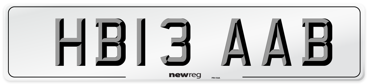 HB13 AAB Number Plate from New Reg